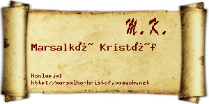 Marsalkó Kristóf névjegykártya
