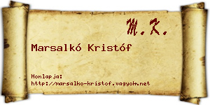 Marsalkó Kristóf névjegykártya
